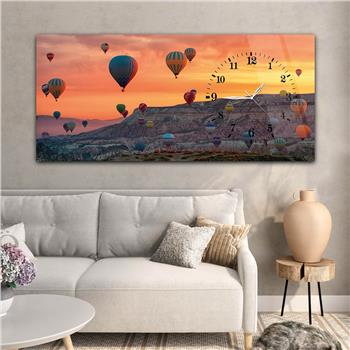 Yatay Saatli Yandan Sanat ve Doğa Temalı Cam Tablo 074