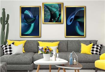 Tempered Glasss Wall Arts Art-Themed Set with Clock