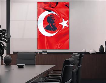 TÜRK BAYRAĞI VE F.SULTAN MEHMET HAN GÖRSELLİ CAM TABLO