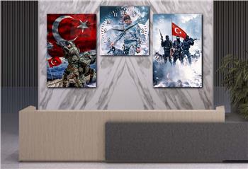 ŞEHİT ÖMER HALİS DEMİR GÖRSELLİ CAM TABLO CAM DUVAR SAATİ 