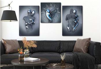 Tempered Glasss Wall Arts Art-Themed Set with Clock