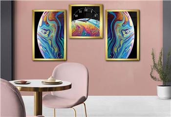 Tempered Glasss Wall Arts Art-Themed Set with Clock
