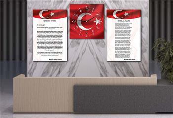 İSTİKLAL MARŞI MUSTAFA KEMAL ATATÜRK GÖRSELLİ CAM TABLO CAM SAAT SETİ 