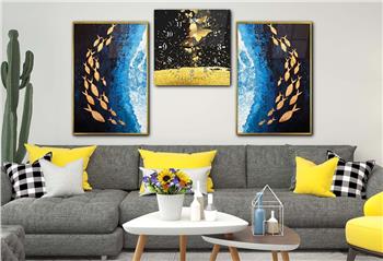 SANAT TEMALI CAM TABLO SAAT SETİ 
