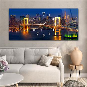 Yatay Saatli Ortadan Sanat Temalı Cam Tablo 140