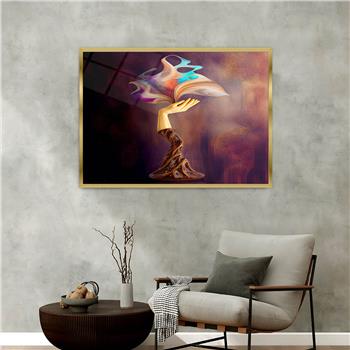 لوحة زجاجية الطبيعة مع اطار ألمنيوم