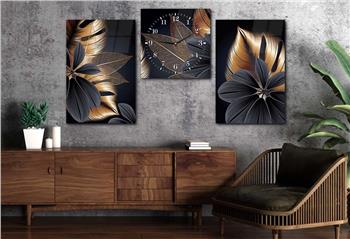 SANAT TEMALI CAM TABLO SAAT SETİ 