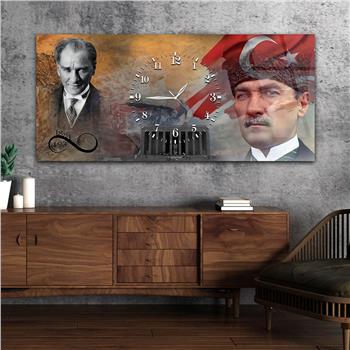 Türk Bayrağı , Atatürk ve Anıtkabir Saatli Cam Tablo 068