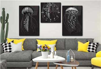 SANAT TEMALI CAM TABLO SAAT SETİ 