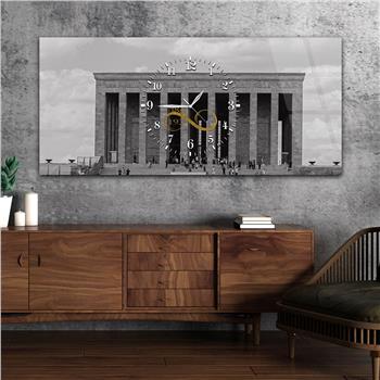 Anıtkabir ve Sonsuz 1881-1938 Yazılı Yatay Ortadan Saatli  Vatan Temalı Cam Tablo 059