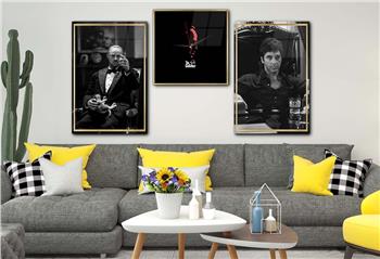 Tempered Glasss Wall Arts Art-Themed Set with Clock