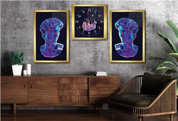 Tempered Glasss Wall Arts Art-Themed Set with Clock