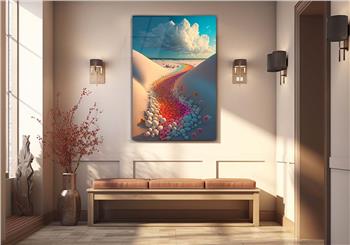 Dikey Sanat Temalı Cam Tablo 306