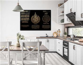 NAZAR AYETİ BEREKET DUASI AYETEL KÜRSİ VE MANALARI YAZILI CAM TABLO