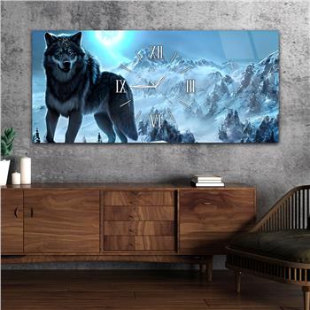Yatay Ortadan Saatli  Sanat ve Doğa Temalı Cam Tablo 101