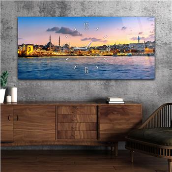 Yatay Saatli Ortadan Dini Temalı Cam Tablo 114