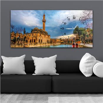 Yatay Saatli Yandan Dini Temalı Cam Tablo 034