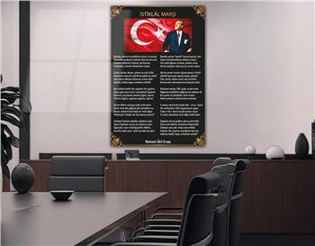 İSTİKLAL MARŞI YAZILI CAM TABLO