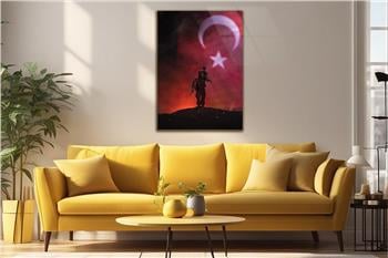 TÜRK BAYRAĞI TÜRK ASKERİ GÖRSELLİ CAM TABLO