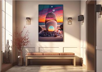 Dikey Sanat Temalı Cam Tablo 309