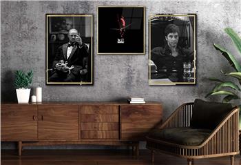 Tempered Glasss Wall Arts Art-Themed Set with Clock