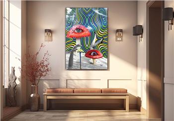 Dikey Sanat Temalı Cam Tablo 330