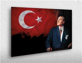 Yatay Vatan Temalı Cam Tablo63
