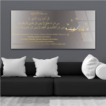 Yatay Saatli Yandan Dini Temalı Cam Tablo 015