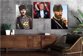  MUSTAFA KEMAL ATATÜRK GÖRSELLİ CAM TABLO CAM SAAT SETİ 