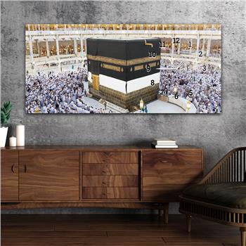 Kabe Yatay Saatli Yandan Dini Temalı Cam Tablo 067
