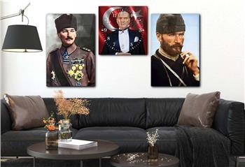  MUSTAFA KEMAL ATATÜRK GÖRSELLİ CAM TABLO CAM SAAT SETİ 
