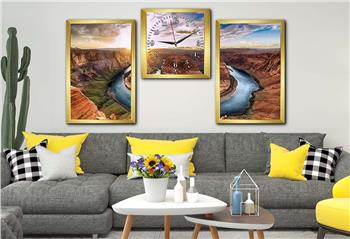 Tempered Glasss Wall Arts Art-Themed Set with Clock