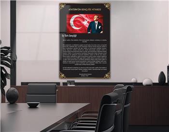 GENÇLİĞE HİTABE YAZILI CAM TABLO