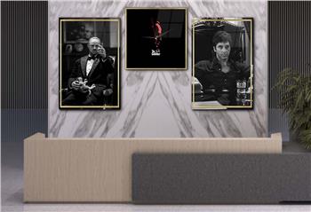 Tempered Glasss Wall Arts Art-Themed Set with Clock