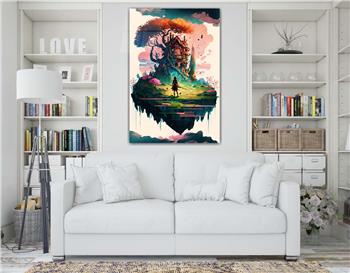 Dikey Sanat Temalı Cam Tablo 323