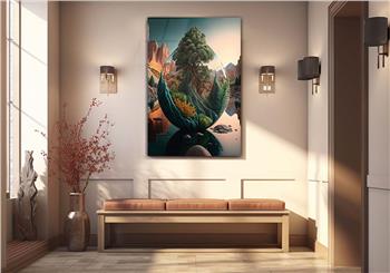 Dikey Sanat Temalı Cam Tablo 304