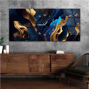 Yatay Ortadan Saatli  Sanat ve Doğa Temalı Cam Tablo 046