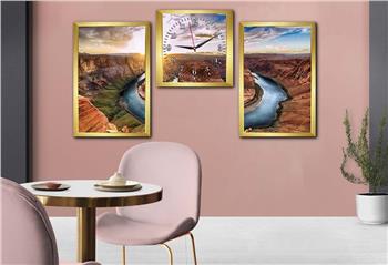 Tempered Glasss Wall Arts Art-Themed Set with Clock