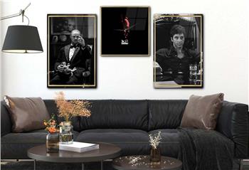 Tempered Glasss Wall Arts Art-Themed Set with Clock
