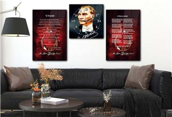 İSTİKLAL MARŞI EY TÜRK GENÇLİĞİ MUSTAFA KEMAL ATATÜRK GÖRSELLİ CAM TABLO CAM SAAT SETİ 