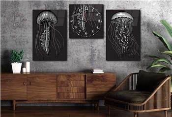SANAT TEMALI CAM TABLO SAAT SETİ 