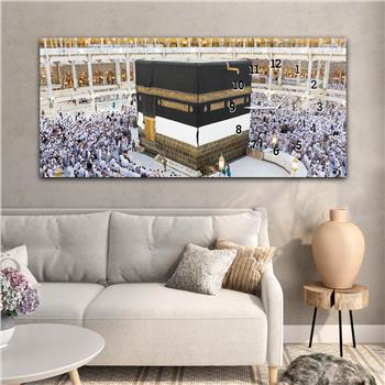 Kabe Yatay Saatli Yandan Dini Temalı Cam Tablo 067