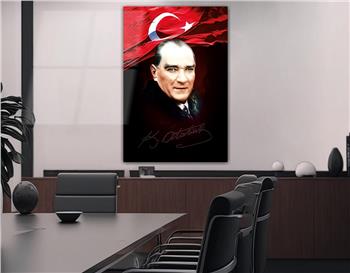 MUSTAFA KEMAL ATATÜRK GÖRSELLİ CAM TABLO