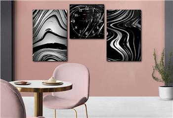 SANAT TEMALI CAM TABLO SAAT SETİ 