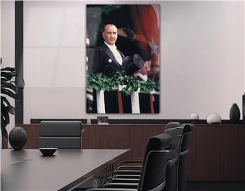 MUSTAFA KEMAL ATATÜRK GÖRSELLİ CAM TABLO 
