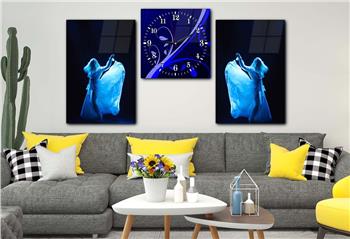 SANAT TEMALI CAM TABLO SAAT SETİ 