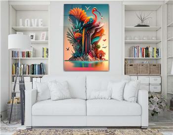 Dikey Sanat Temalı Cam Tablo 322