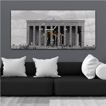 Anıtkabir ve Sonsuz 1881-1938 Yazılı Yatay Ortadan Saatli  Vatan Temalı Cam Tablo 059