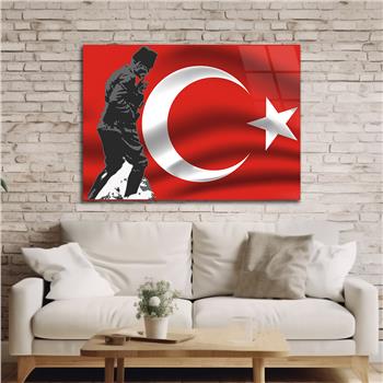 Yatay Vatan Temalı Cam Tablo 38