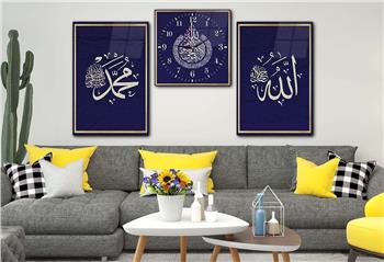 مجموعة لوح زجاجي ديني مع ساعة